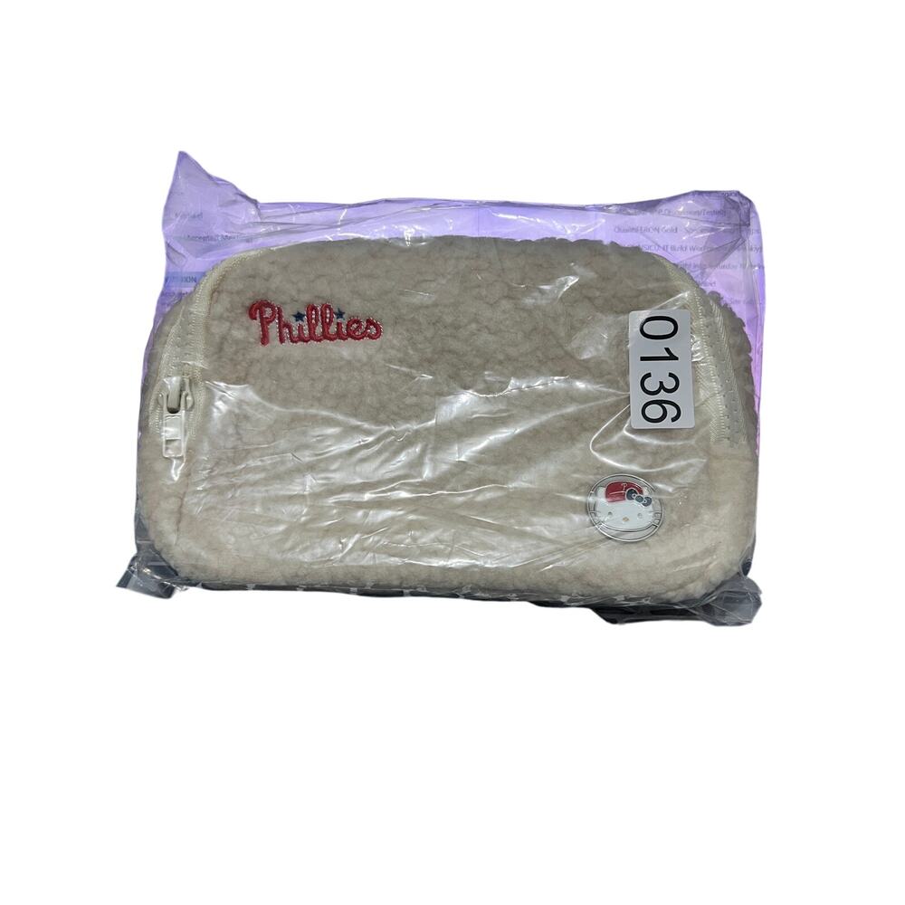 Hello Kitty Belt Bag Philadelphia Phillies Sherpa Plush beige Cream Purse